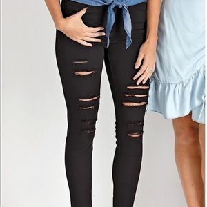 Just Black distressed black skinny jeans